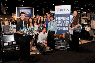 Students posing with project